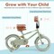 Green Steel 12/14/16/18 Inch Kids Bike with Adjustable Handlebar & Saddle